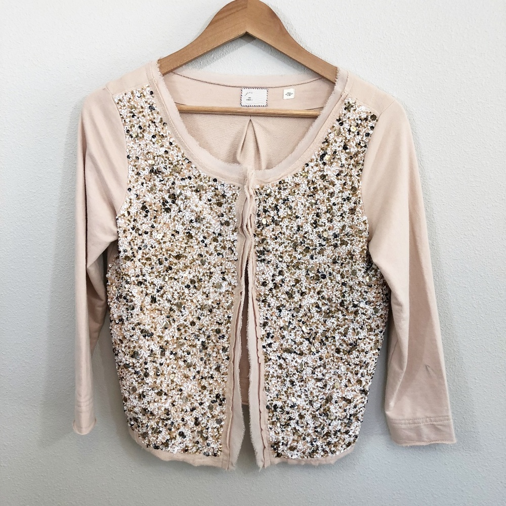 Anthroplogie Postmark Blush Paillette Cardigan